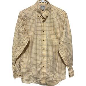 L.L. Bean Men's M Button Up Shirt Long Sleeve Yellow Check Traditional Fit